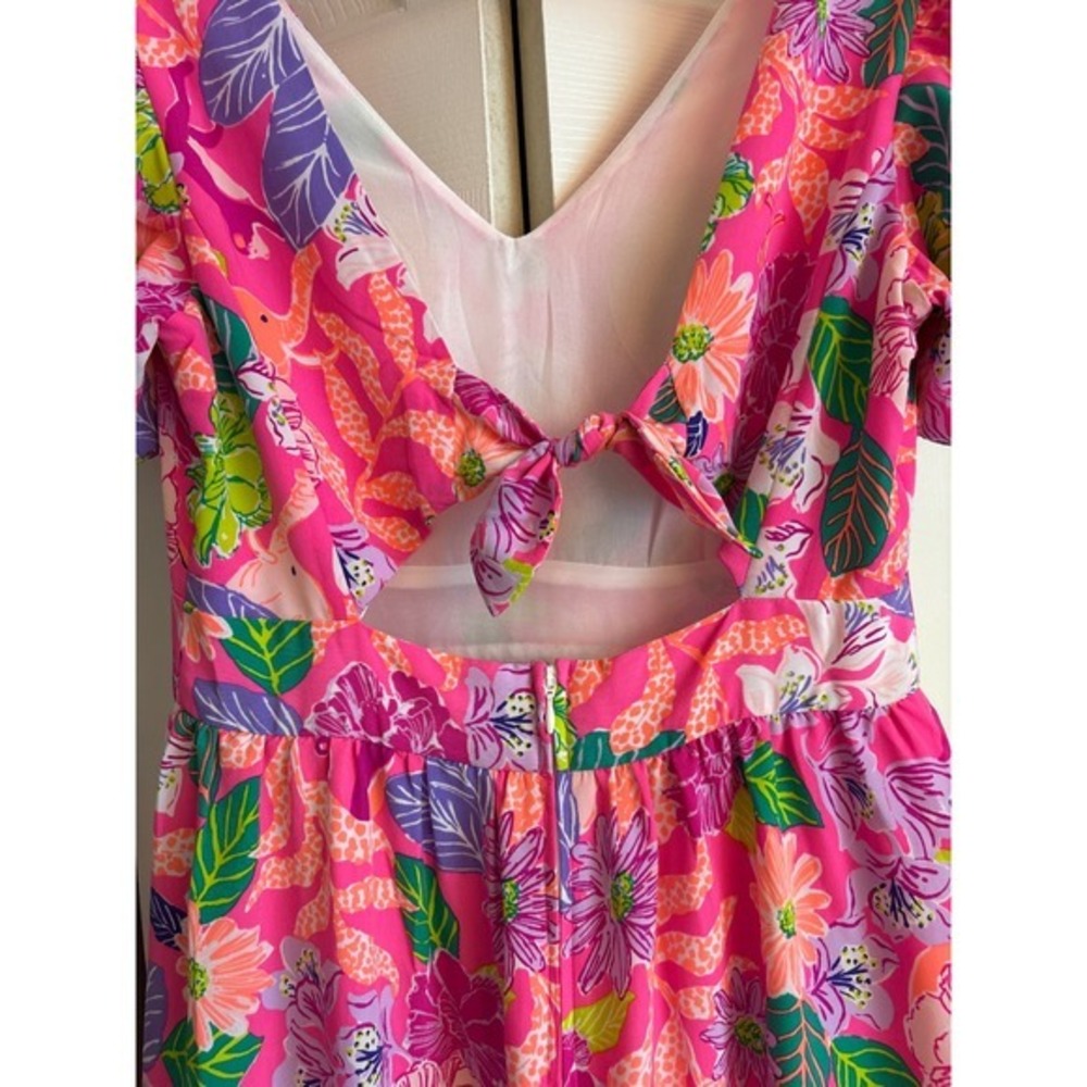 Lilly Pulitzer Grace Midi Dress Pink Isle Best of Friends Tie Back Sz 6 $258 - Picture 8 of 10
